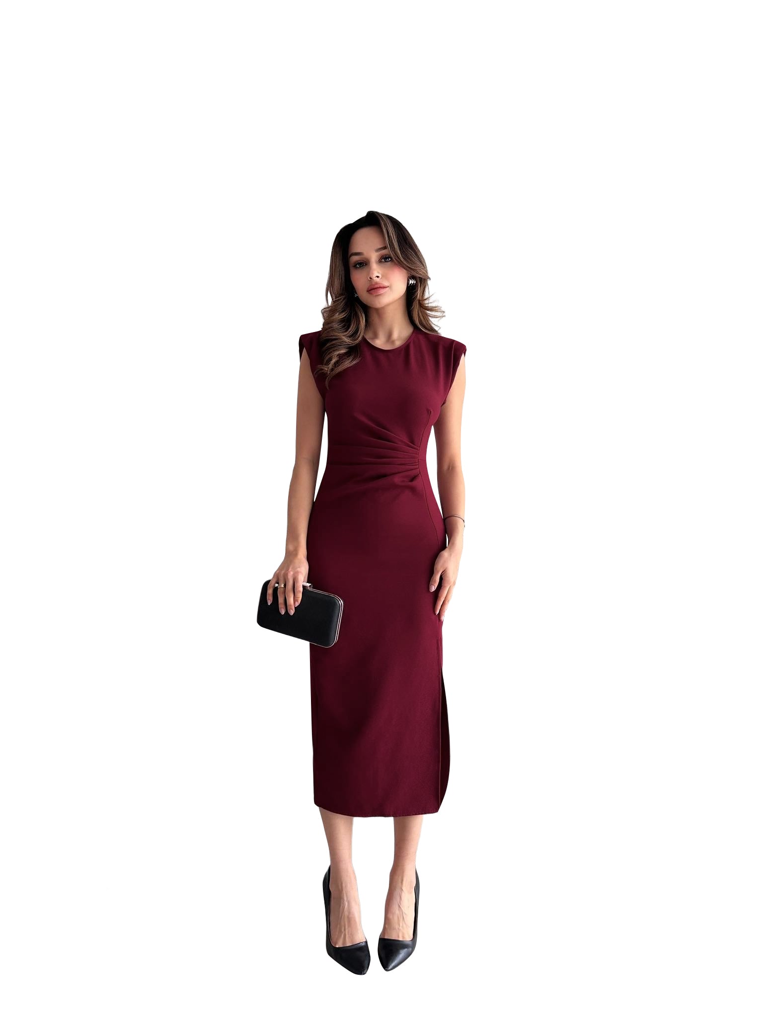 Solid Color Sleeveless Elegant Midi Dress 10