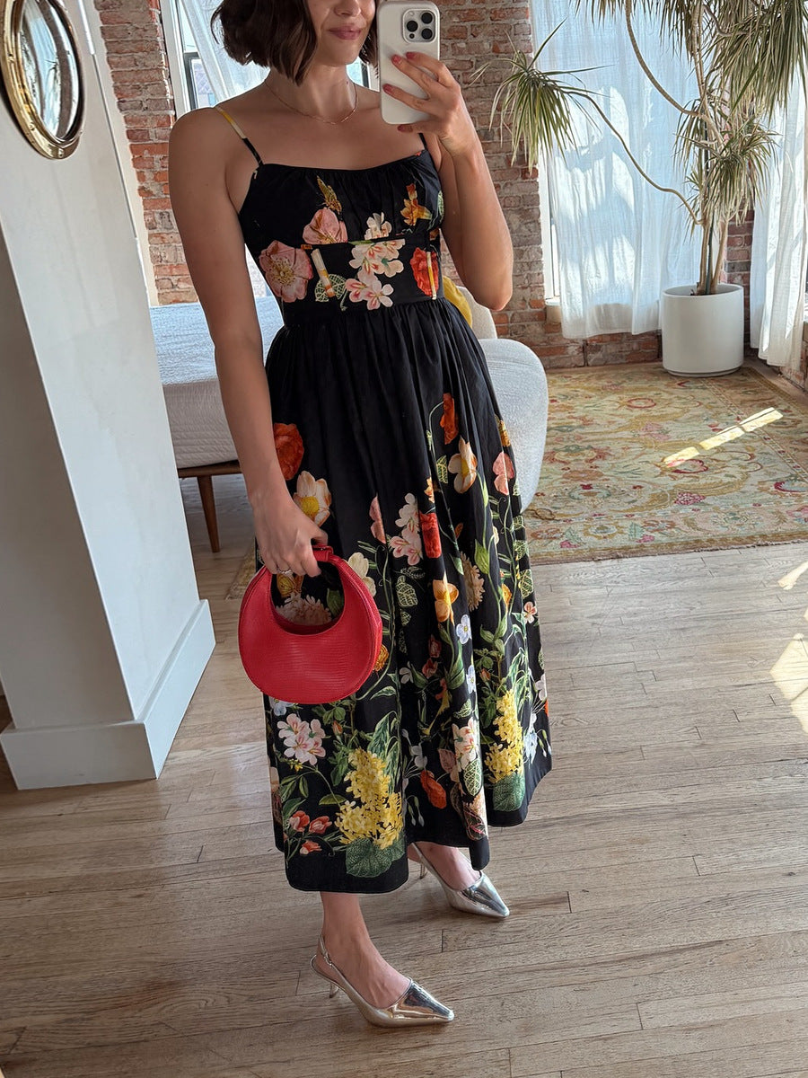 Casual Holidays Summer fashion print sleeveless Strap long Dress 4