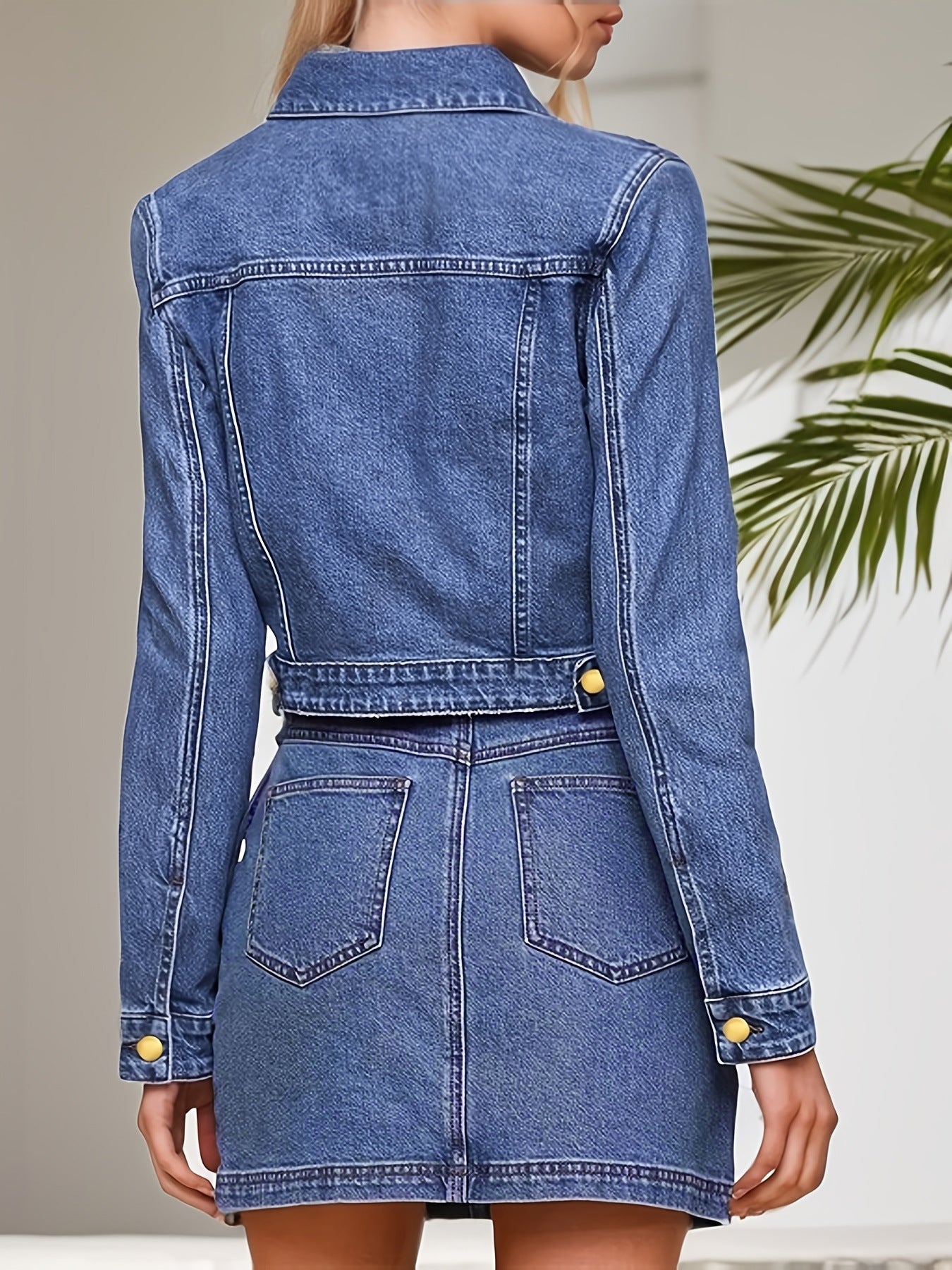 Women Turndown Collar Denim Jacket 5