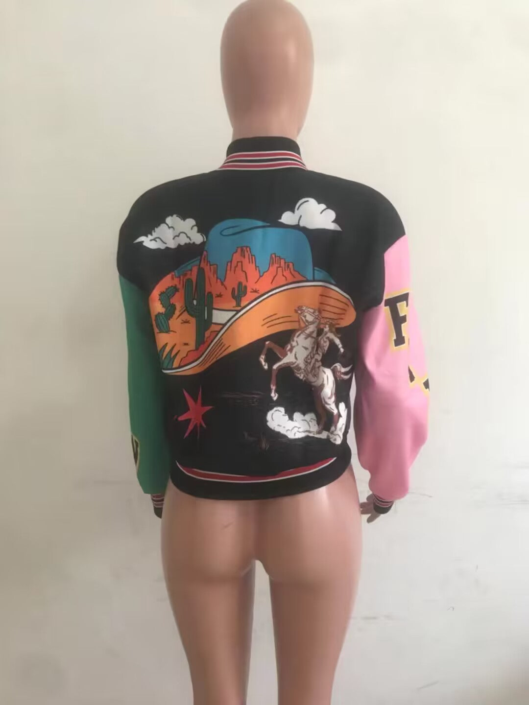 Women's Fashion Casual Printed Ribbed Color Block Button Buckle Baseball Jersey 6