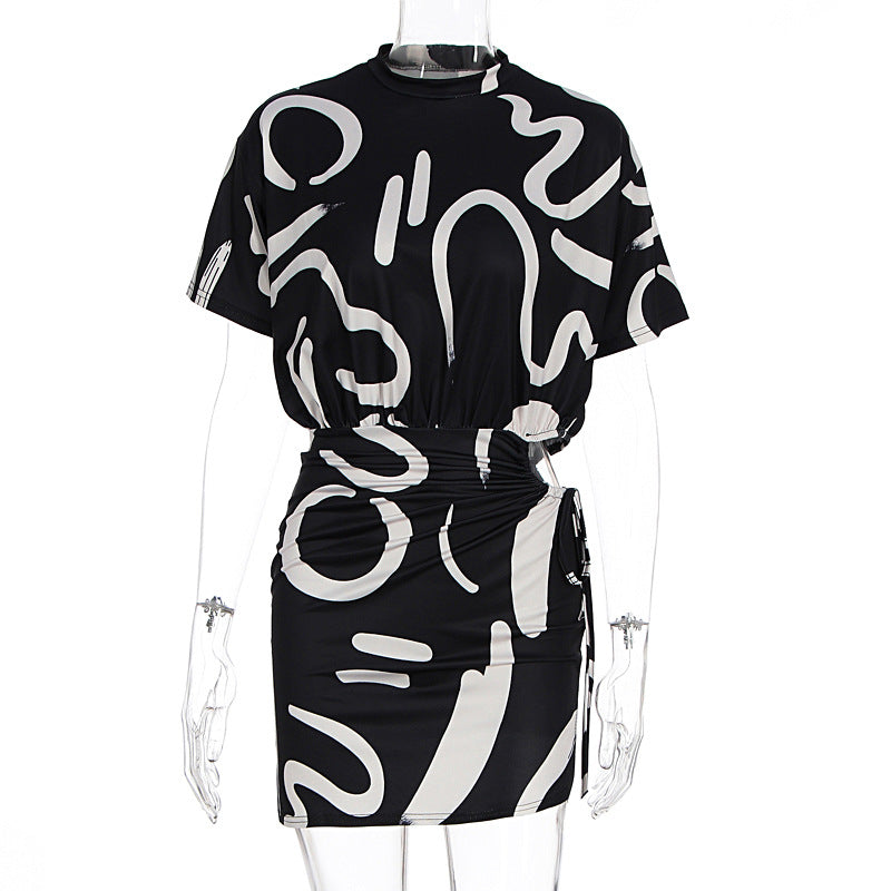 Women Summer Tie-Dye Gathered Bodycon Dress 10