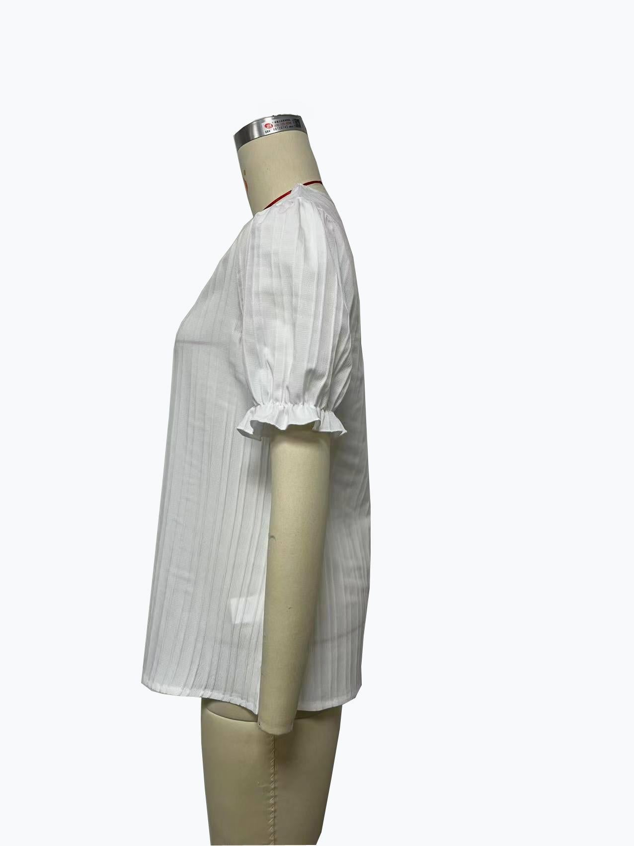 Summer Holidays Fashion Cutout Short Sleeve Blouse For Women 25