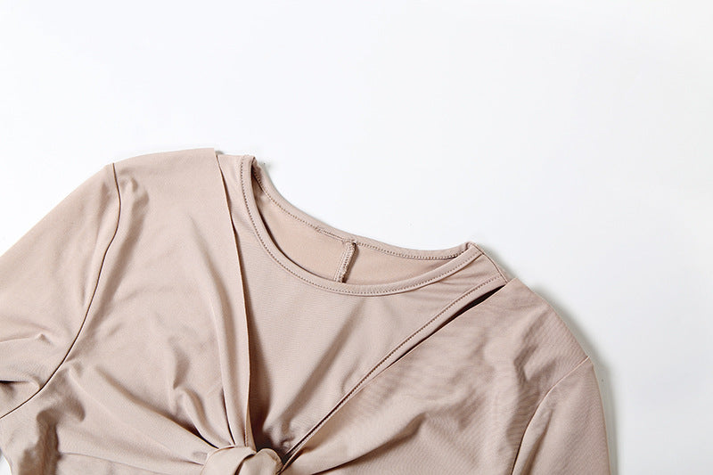 Women Summer Sexy Hollow Long-Sleeve Solid Dress 12