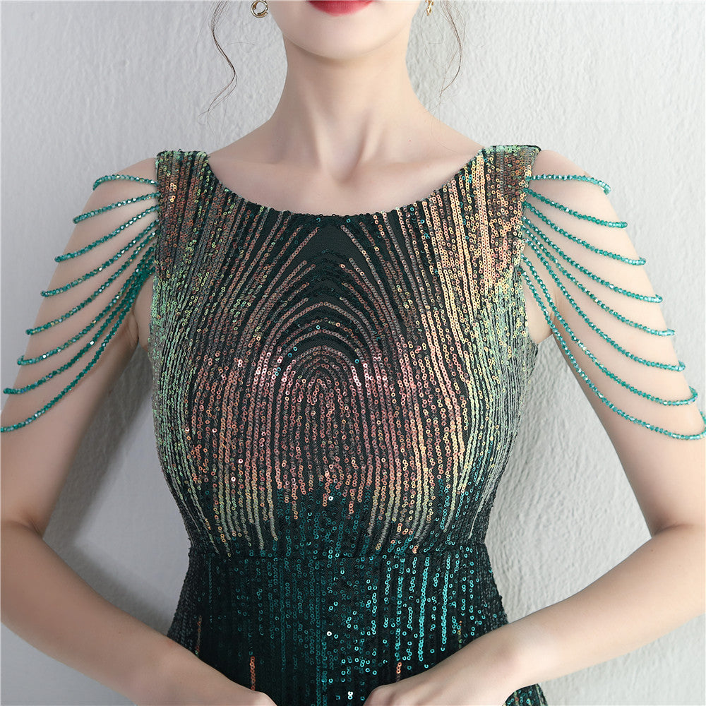 Positioning flower bead piece beading sexy party dinner ceremony concert long dress 32