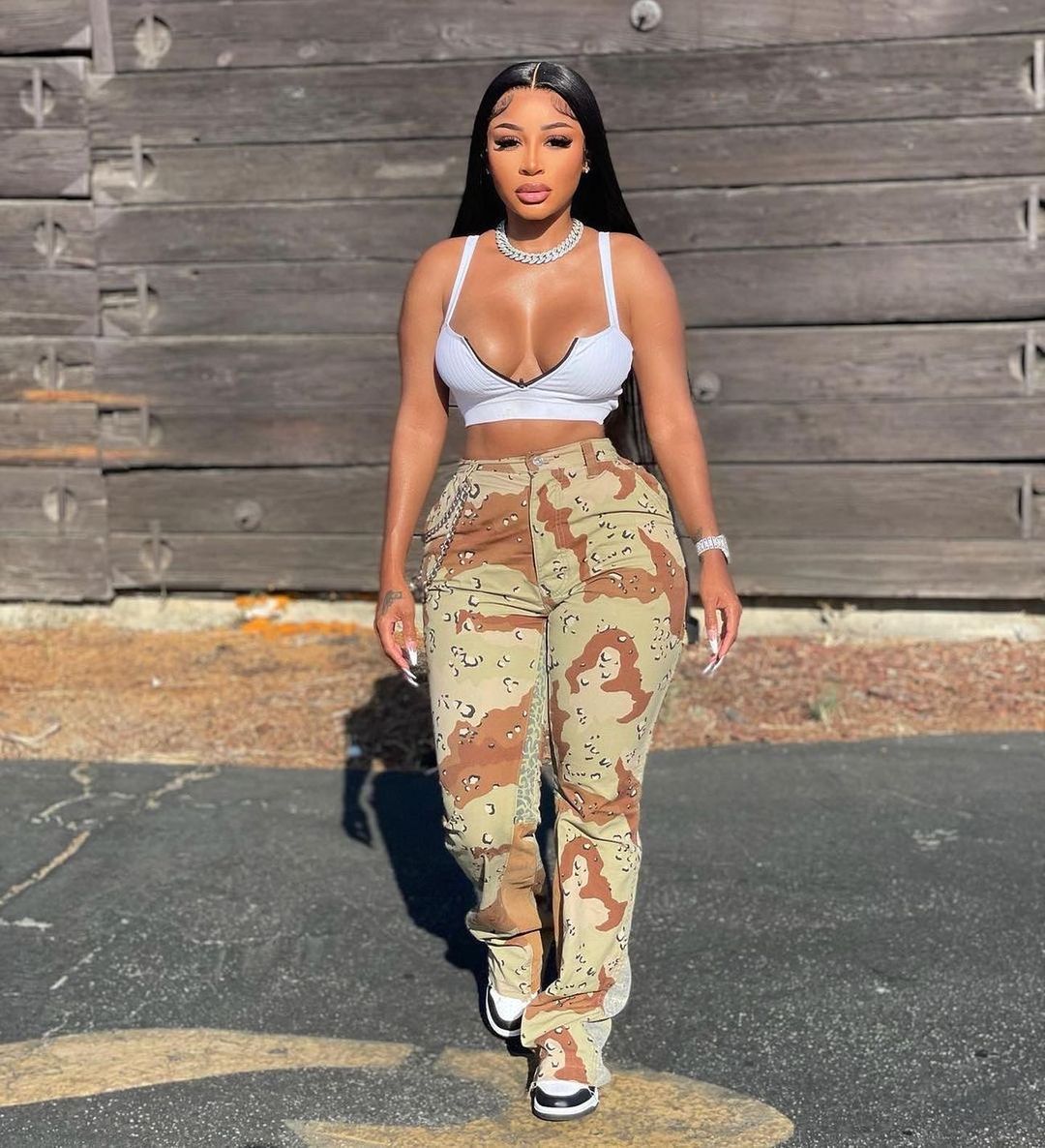 Summer Fashion Camo Patchwork Bootcut Casual Pants 7