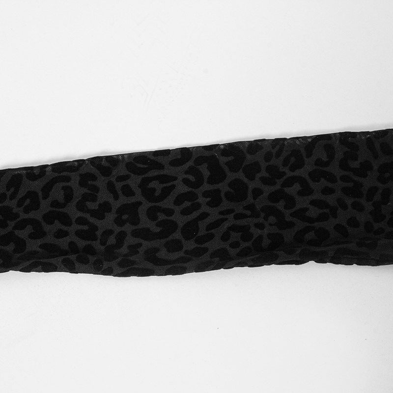 Women autumn leopard print flocked mesh sexy Bodycon Mini dress 12