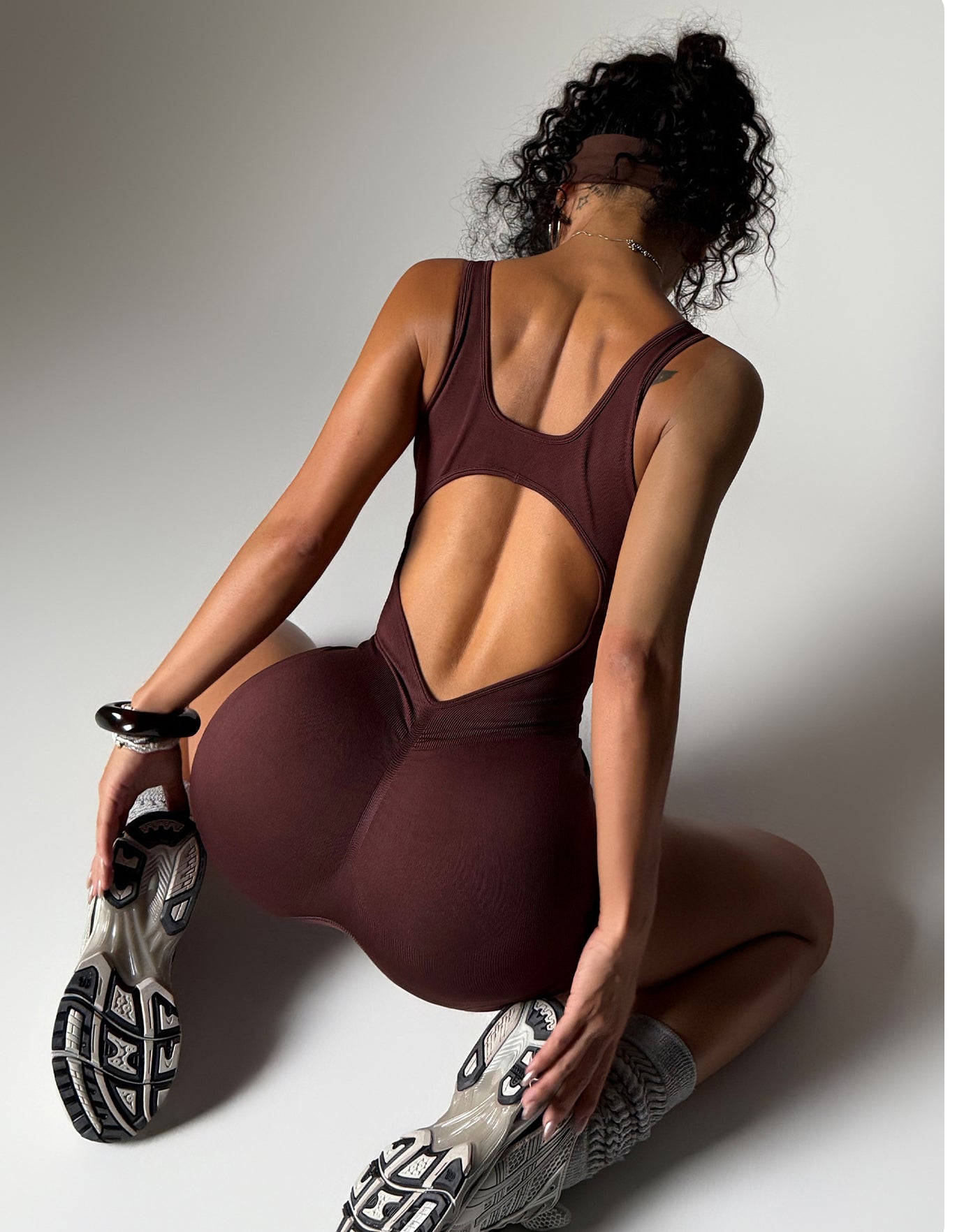 Zip-Up Short-Sleeve Dance Tight-Fitting Sports Jumpsuit 4