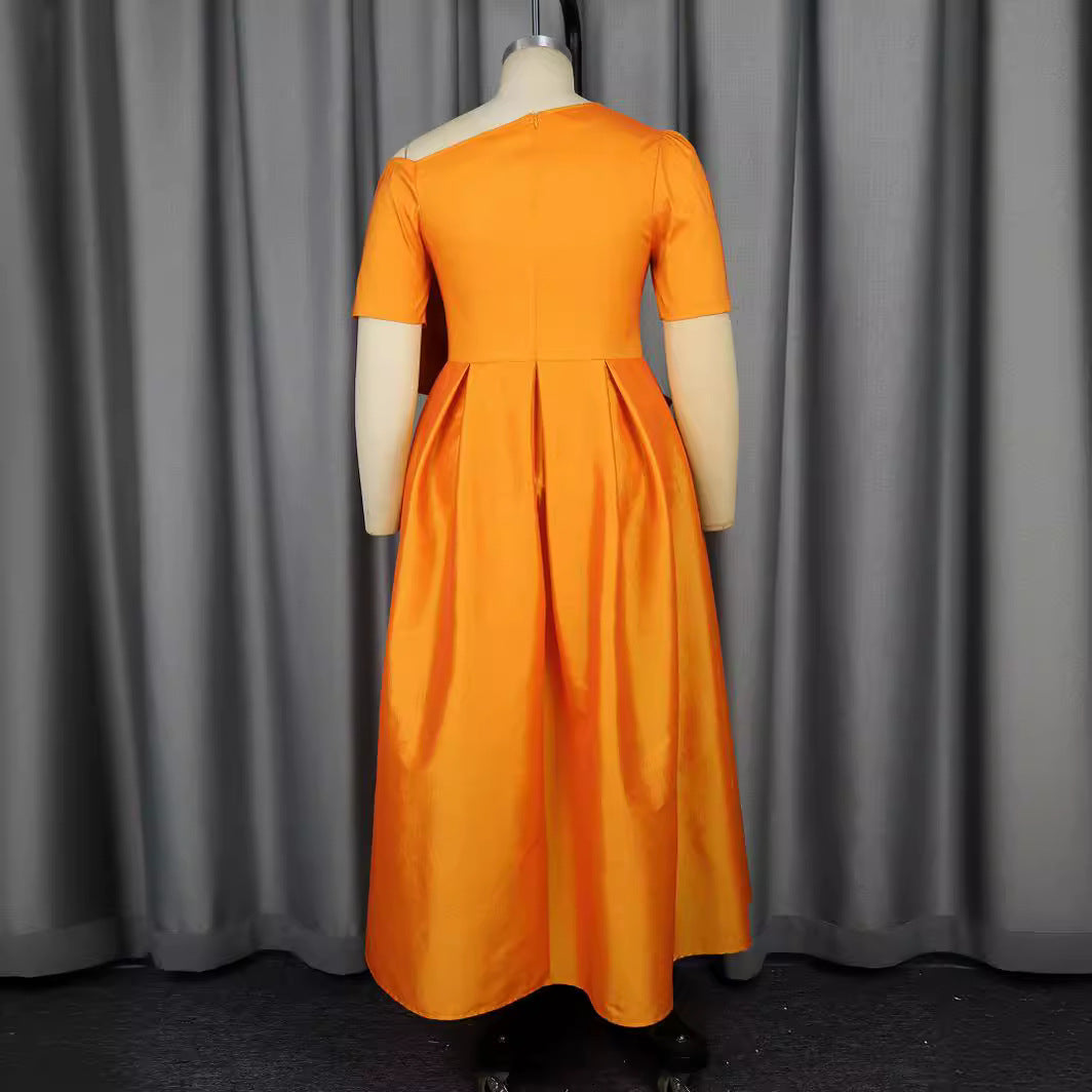 Women Spring Slash Shoulder Off Shoulder Party Bow Dress 4