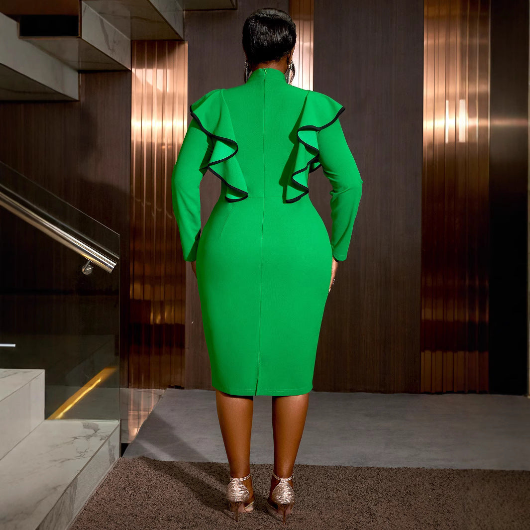 Women Lace Party Ruffle Bodycon Dress 3