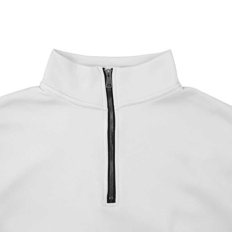 Spring And Winter Men's Casual Solid Color Long-Sleeved Zip Stand Collar T-Shirt Tops For Men 23