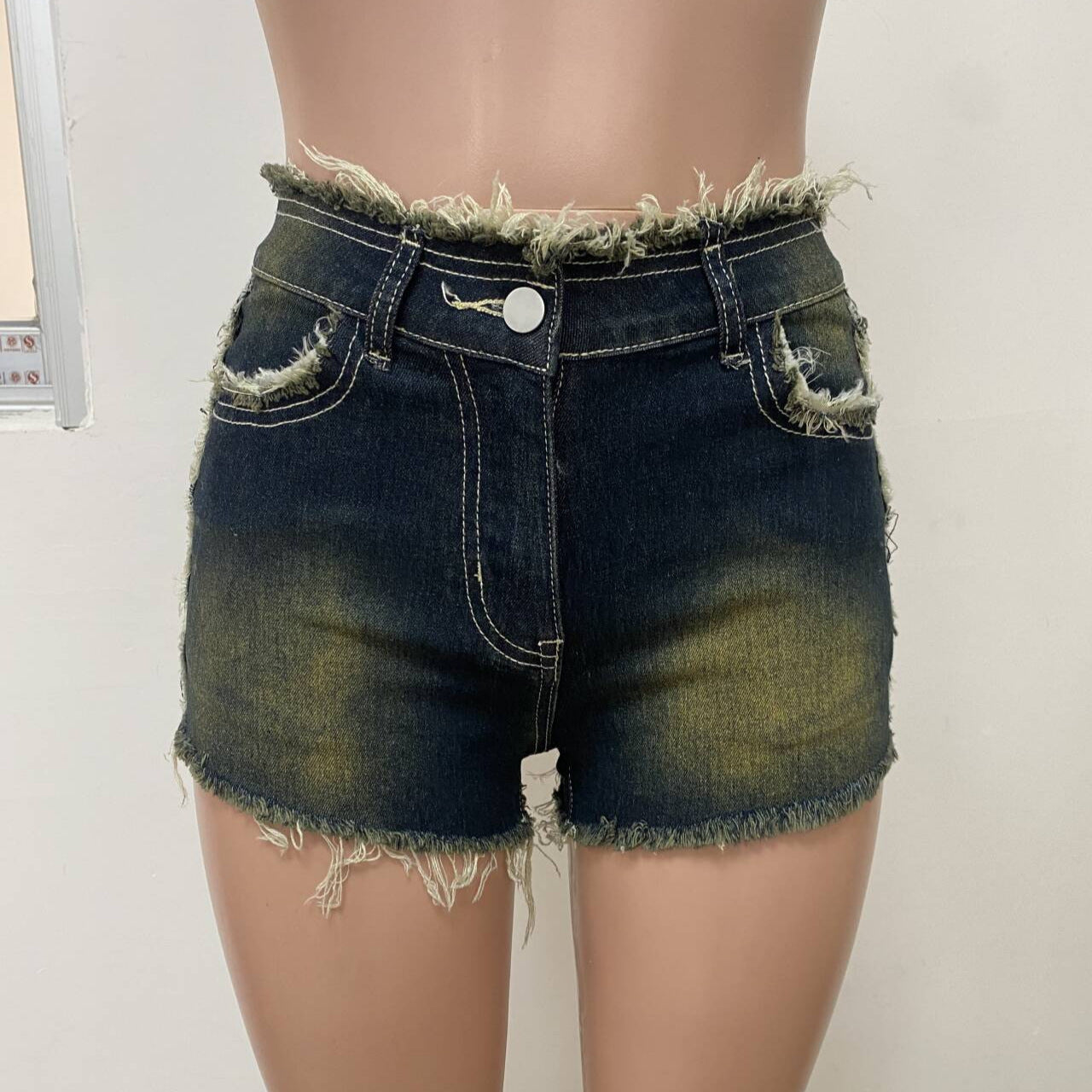 Women Summer Casual Sexy Raw Edge Washed Shorts 5