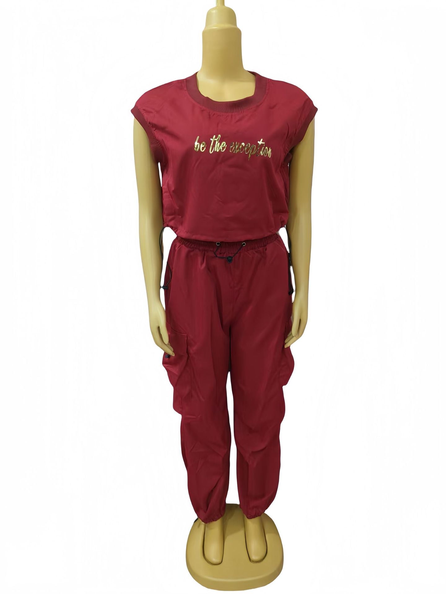 Women Round Neck Short Sleeve Top and Pants Casual Two-piece Set 10