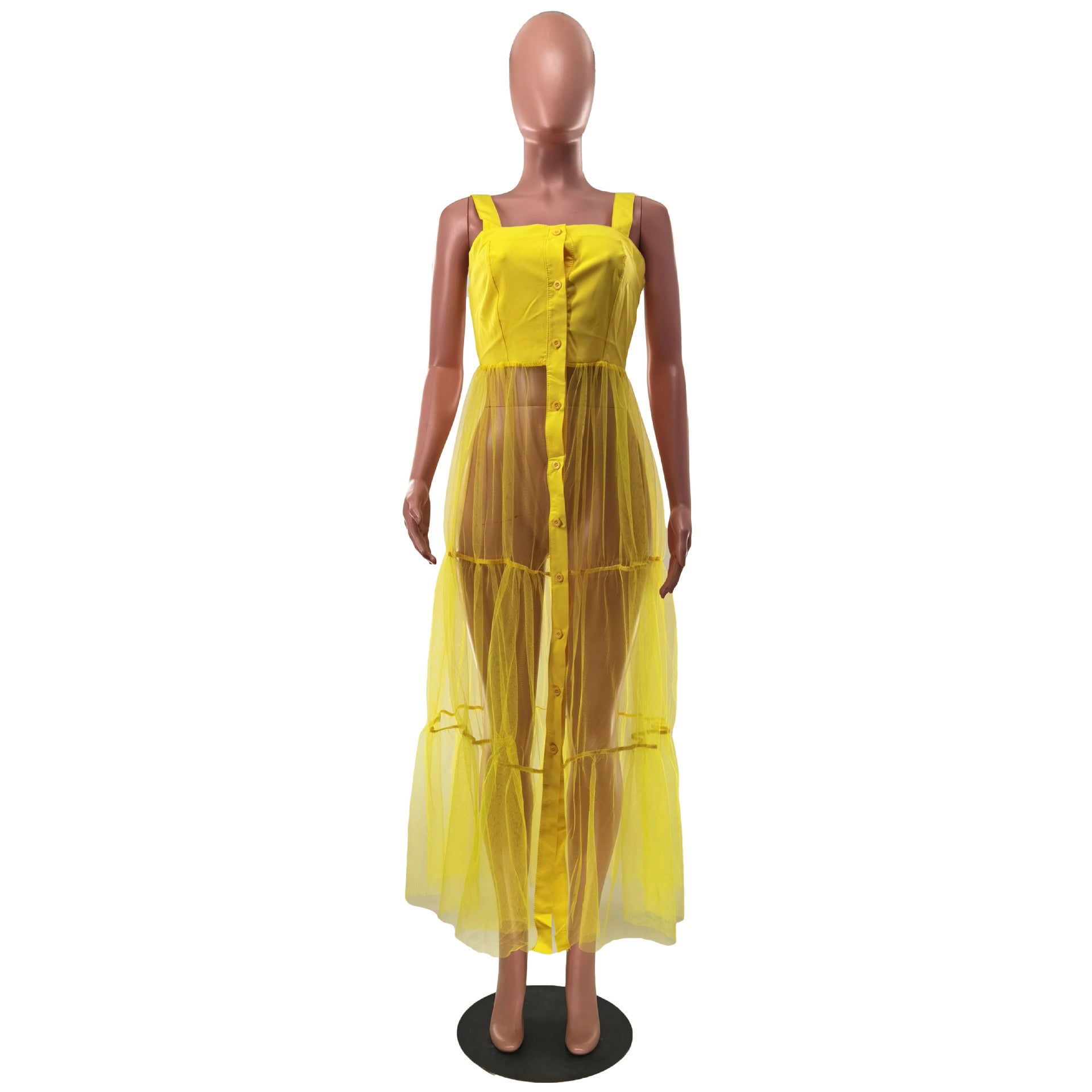 Women's Sexy Camisole Mesh Patchwork Dress 13