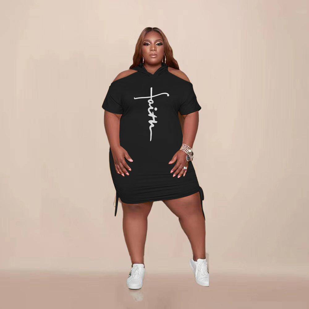 Plus Size Women Letter Print Bodycon Dress 7