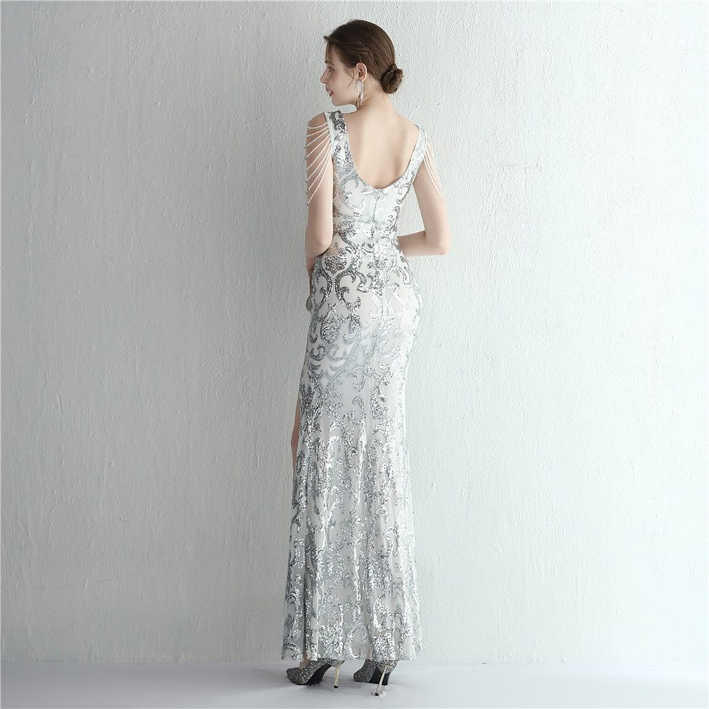 Women Sequined Sequin Long Evening Dress 8