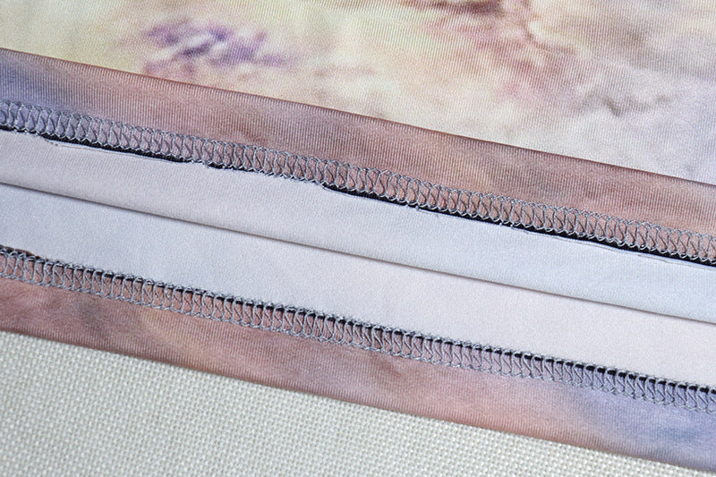 Women Round Neck See-Through Long Sleeve Character Print Bodysuit and Mini Skirt Two-Piece Set 15