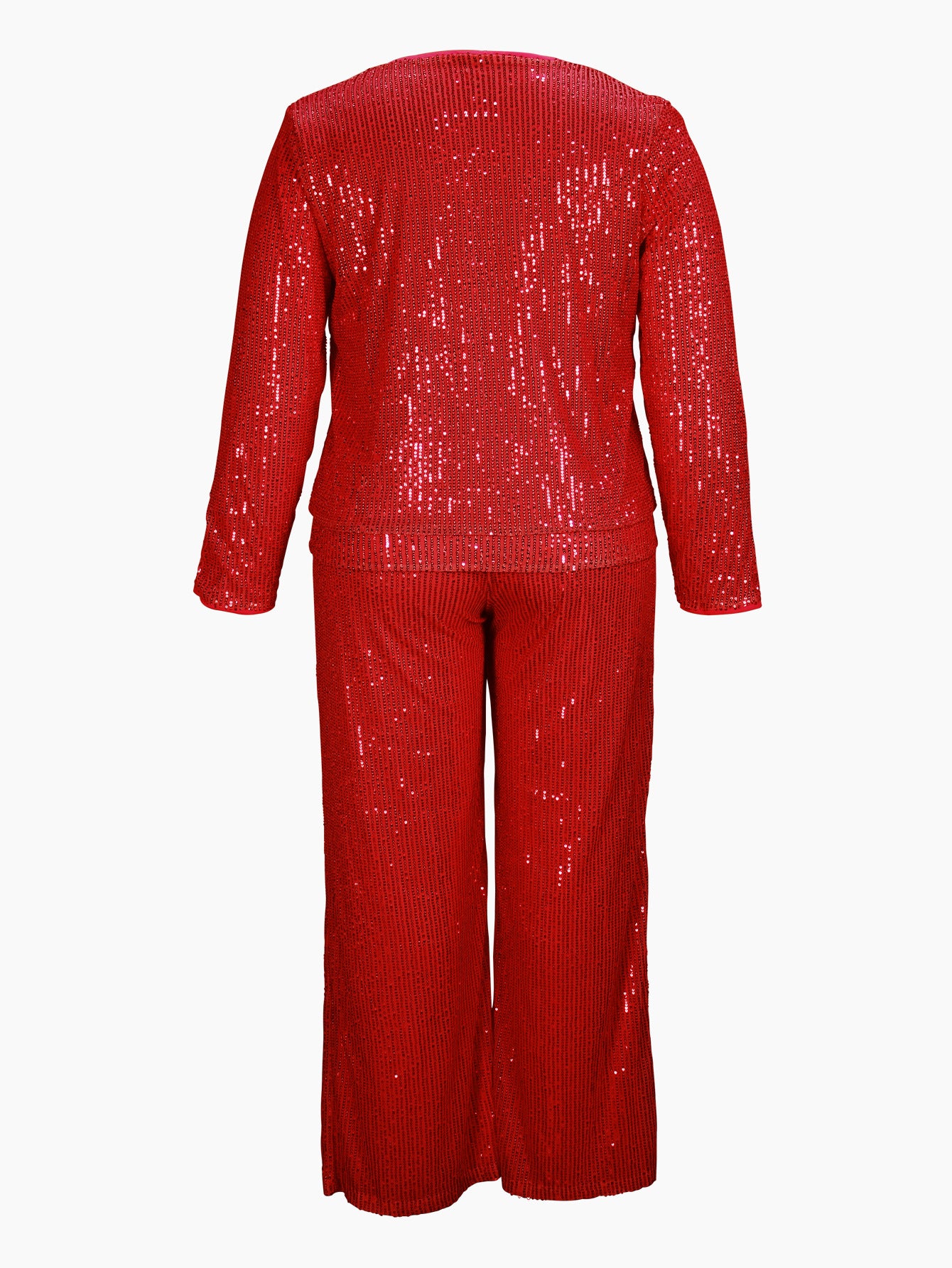 Autumn Women's Fashion Elegant Short Sleeve Round Neck Sequin Party Wear Casual Two Piece Pants Set 13