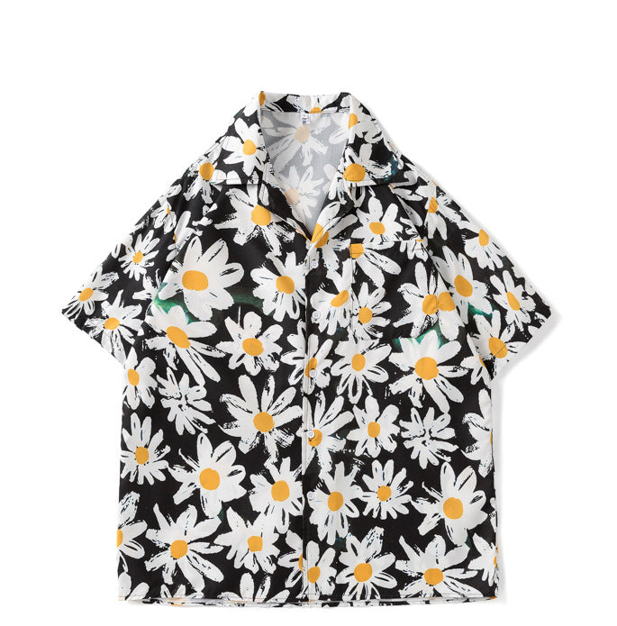 American Retro Classic Flower Shirt Men's Short-Sleeved Summer Casual Loose Hawaiian Shirt 7