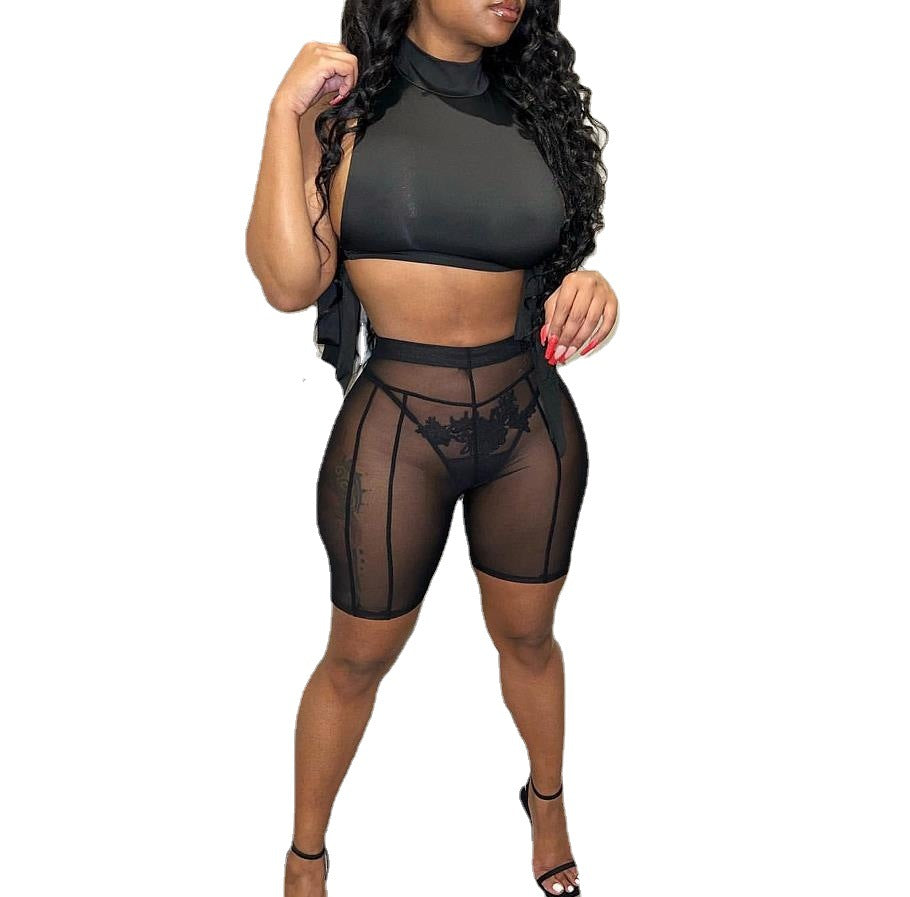 Women Summer Sexy See-Through Mesh Shorts 8