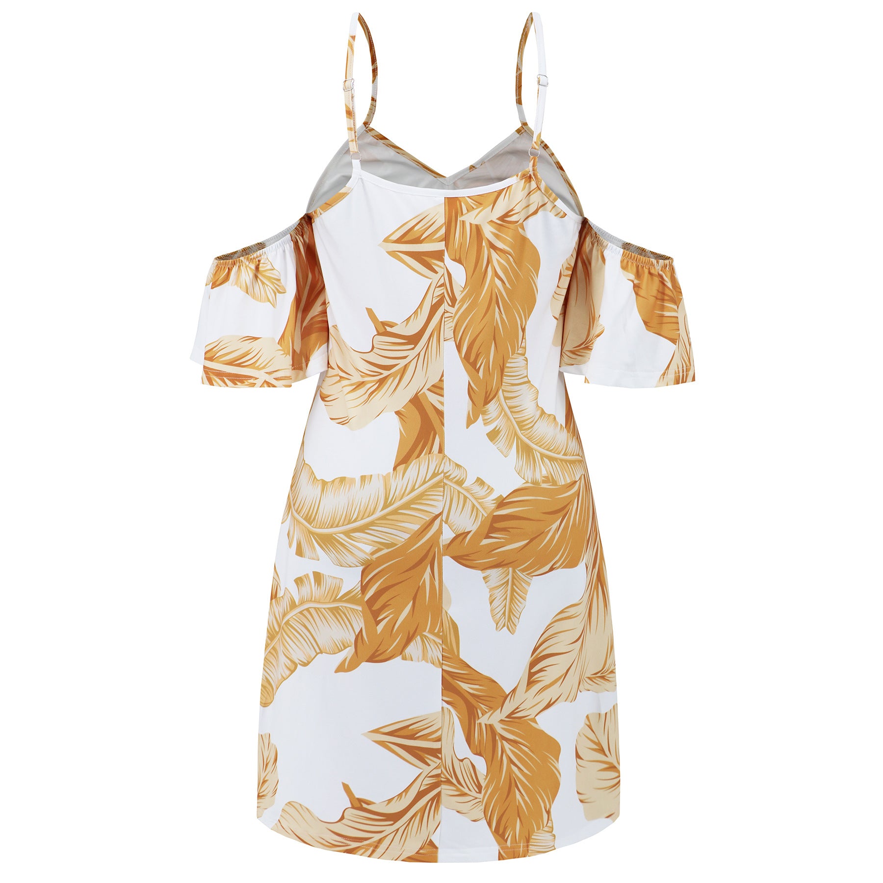 Summer Fashion Sexy Strap Ruffle Sleeve V-Neck Print Chic Dress 17