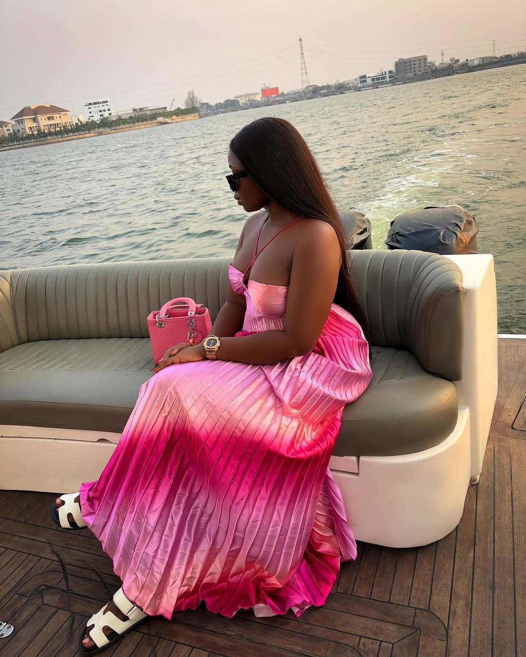 Women Spring Strapless Lace Pleated Dress 6