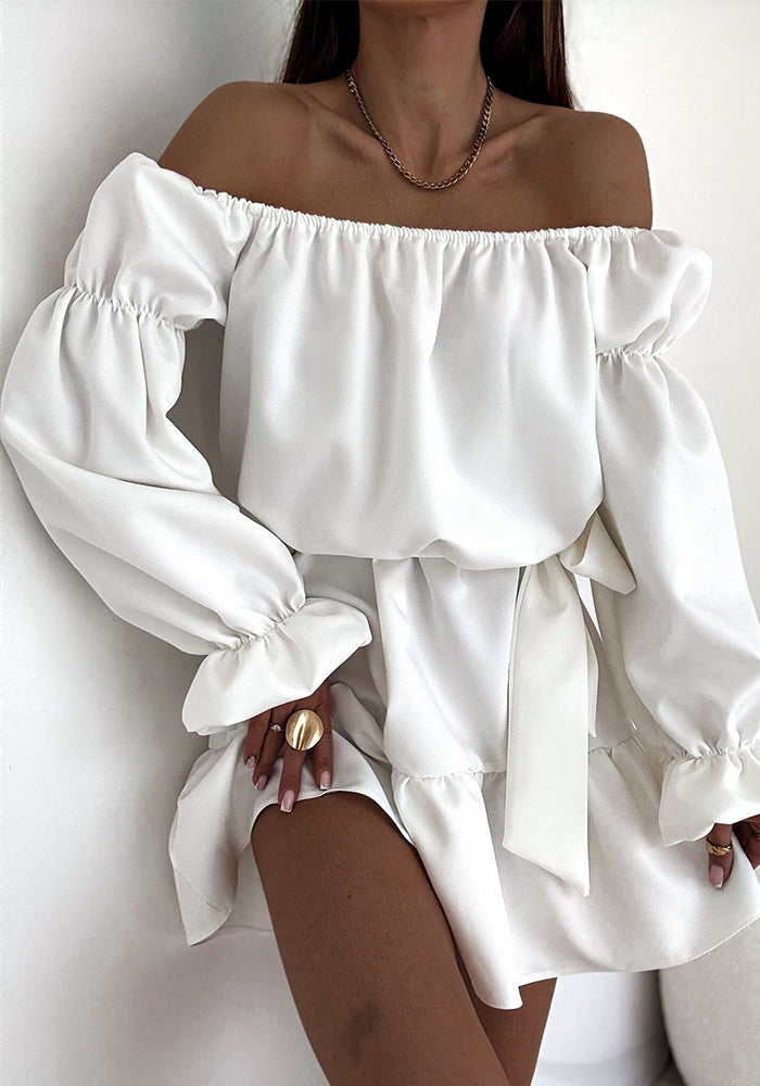 Women Fall Casual Solid Off-Shoulder Dress