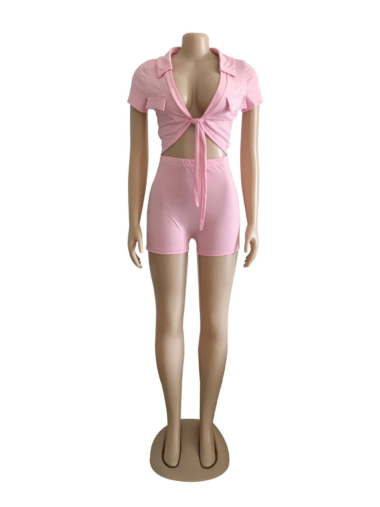 Women's Clothing Sexy Solid Color Lace-Up Suit 23