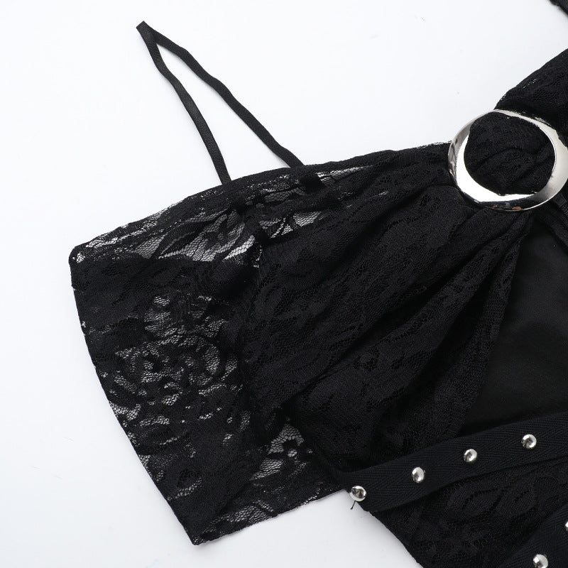 Spring Slim Off Shoulder Hollow Ring Strap Bodycon Dress 13