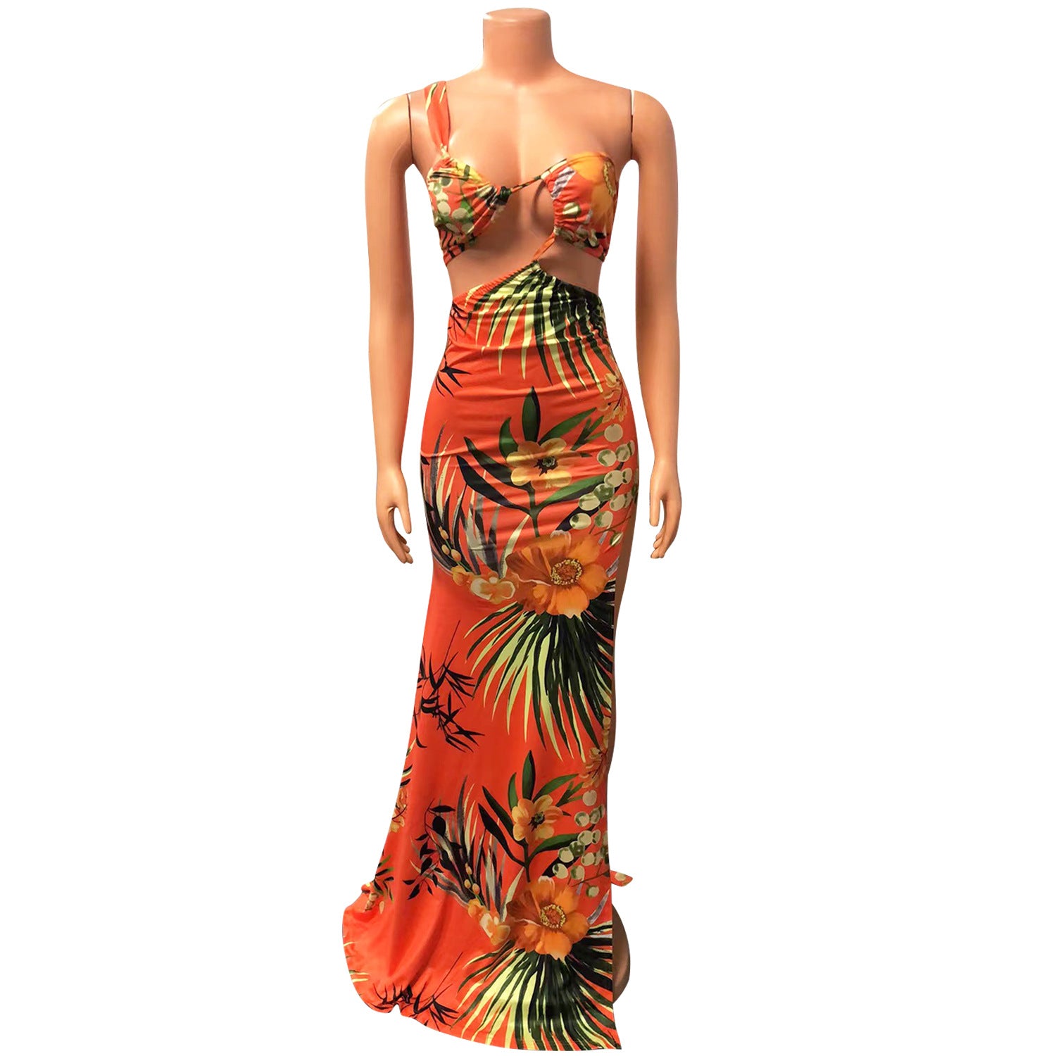 Women's Printed Sexy Slit Strap Dress 11