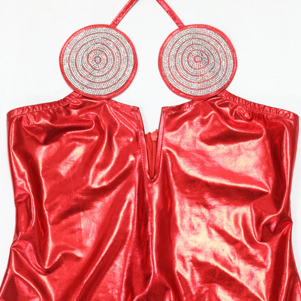 Fashionable Sleeveless Solid Color Strappy Slim Fit Bodycon Party Dress 18