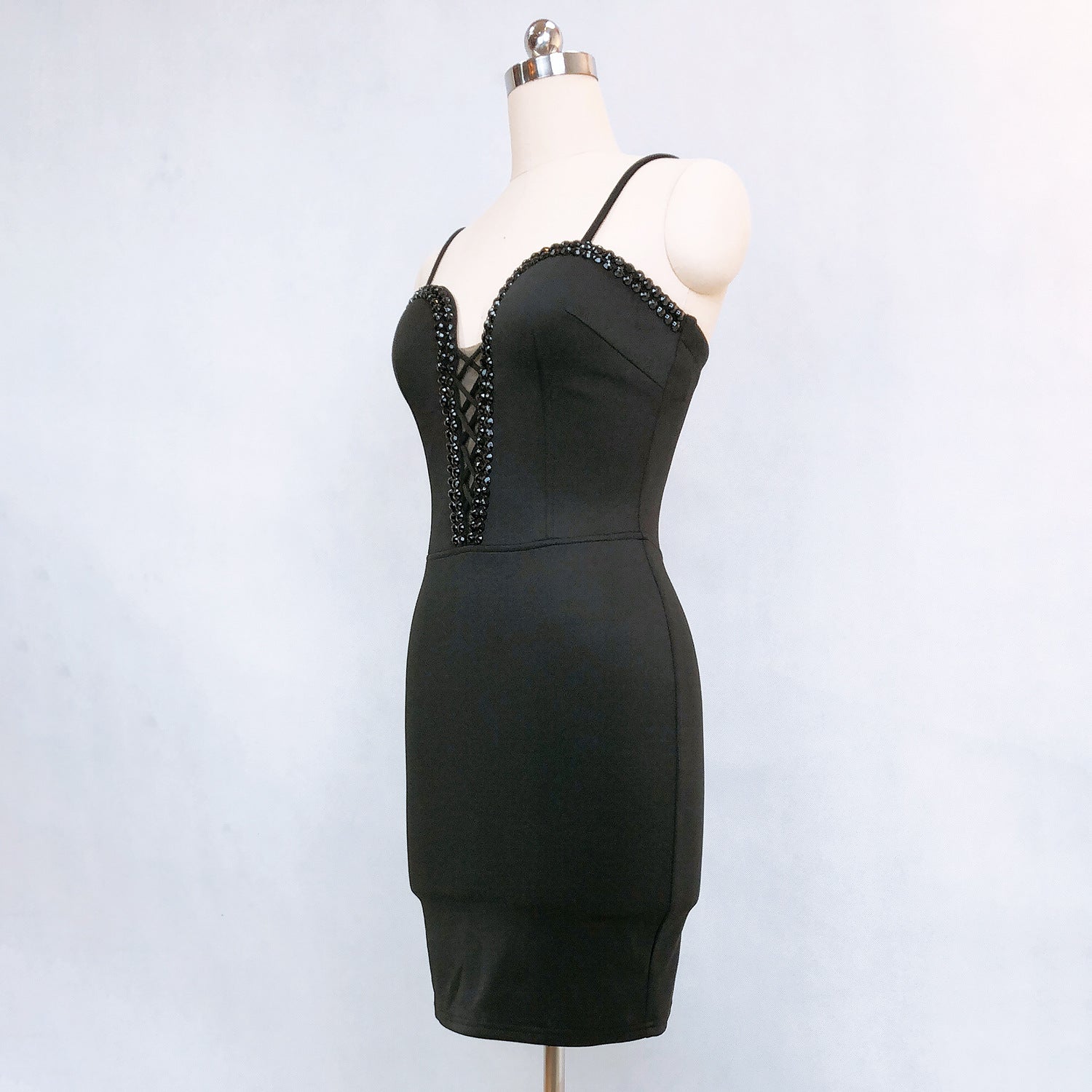 Strapless Beaded Diamond Sexy Bodycon Dress Wedding Formal Party Dress 8