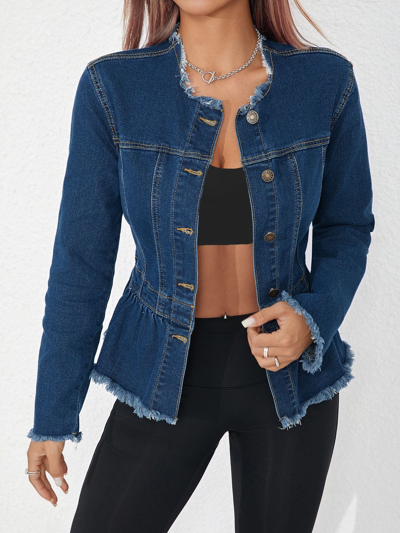 Women's Slim Waist Denim Short Jacket 6