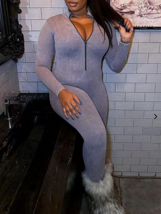 Women Ribbed Jumpsuit