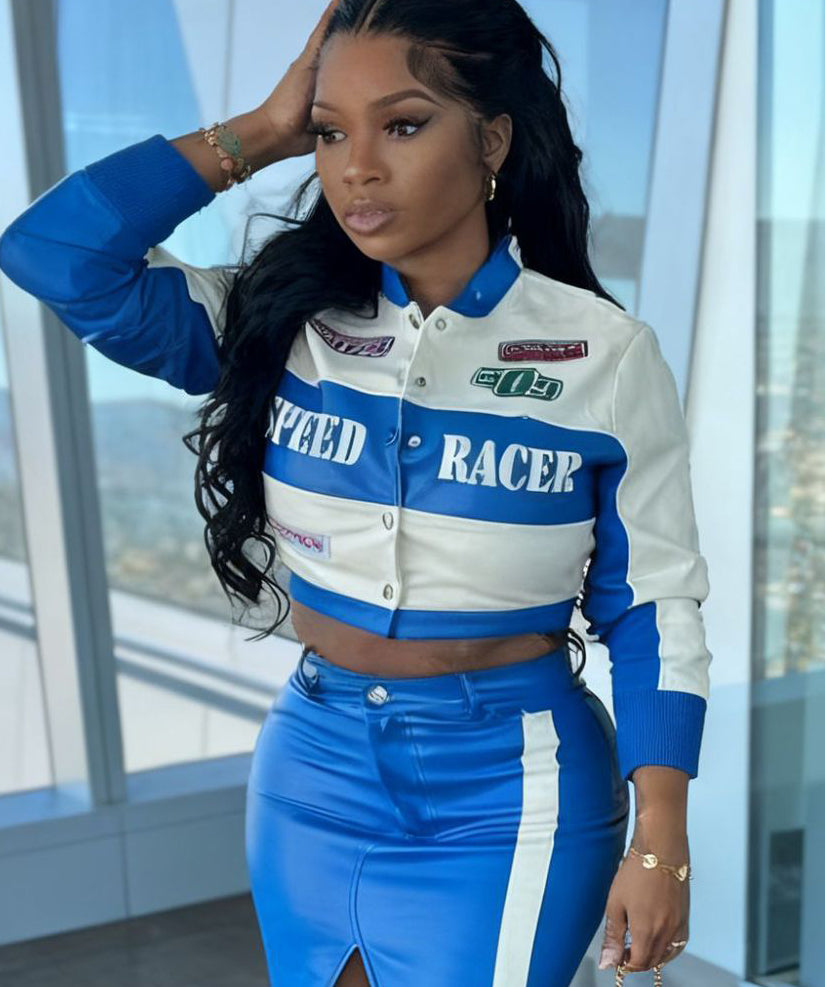 Women's PU Leather Print Jacket 4