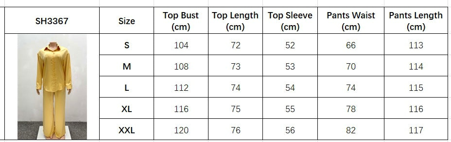 Plus Size Women African Casual Long Sleeve Shirt Pants Two-piece Set 8