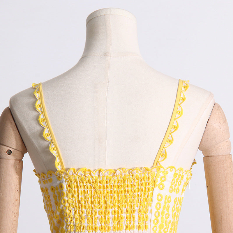 Summer Style Embroidery Sexy Strap Ruffle Slim Waist Women Short Dress 29
