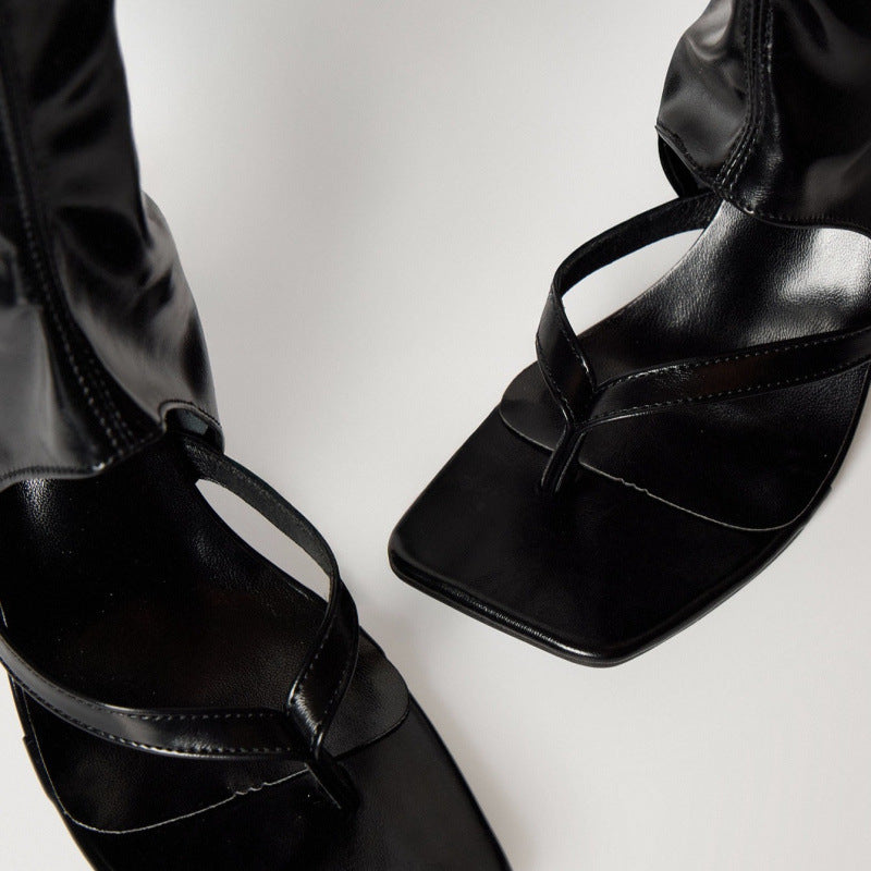 Women Sexy Black Cutout Sexy Prom High-Heeled Sandals 7