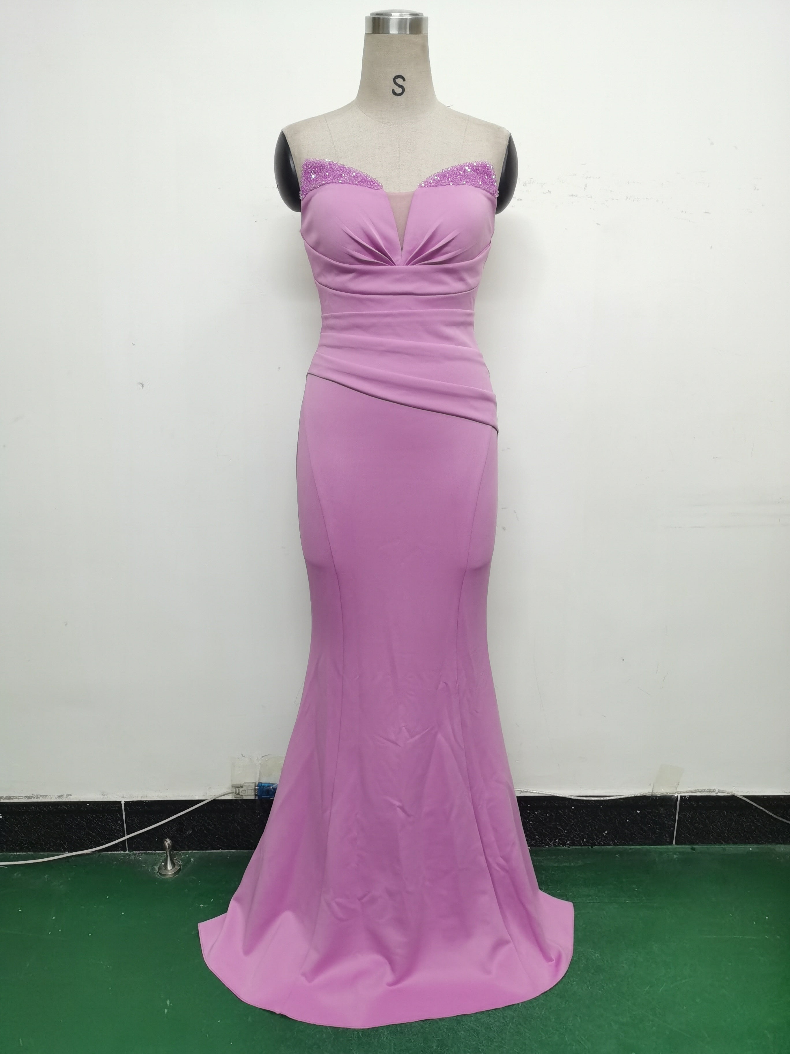 Women Satin Beaded Evening Dress 26