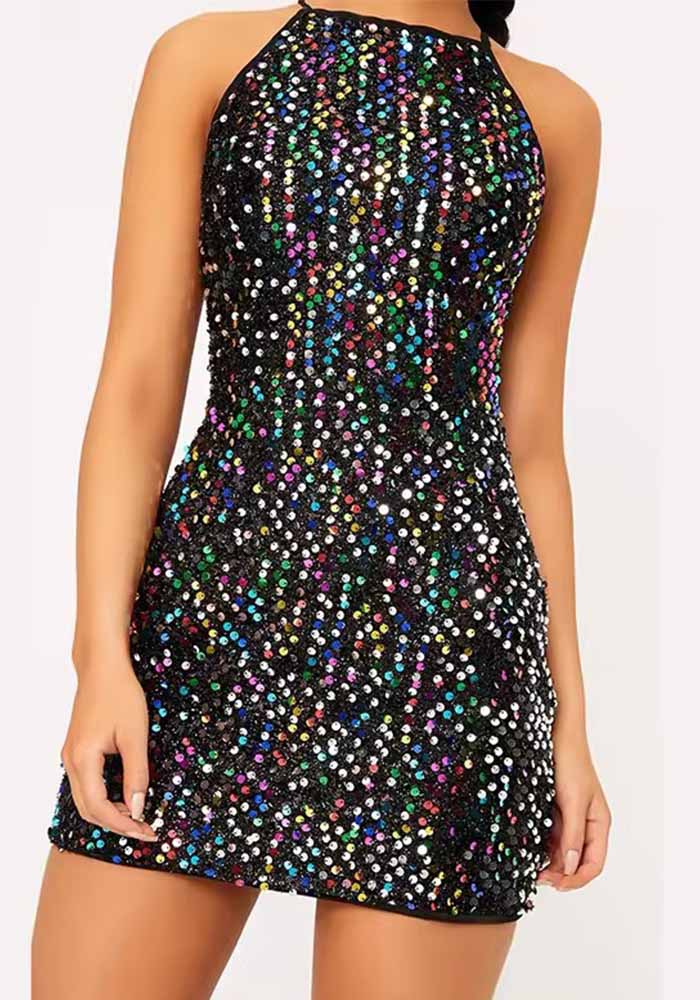 Women Summer Sequin Mini Dress