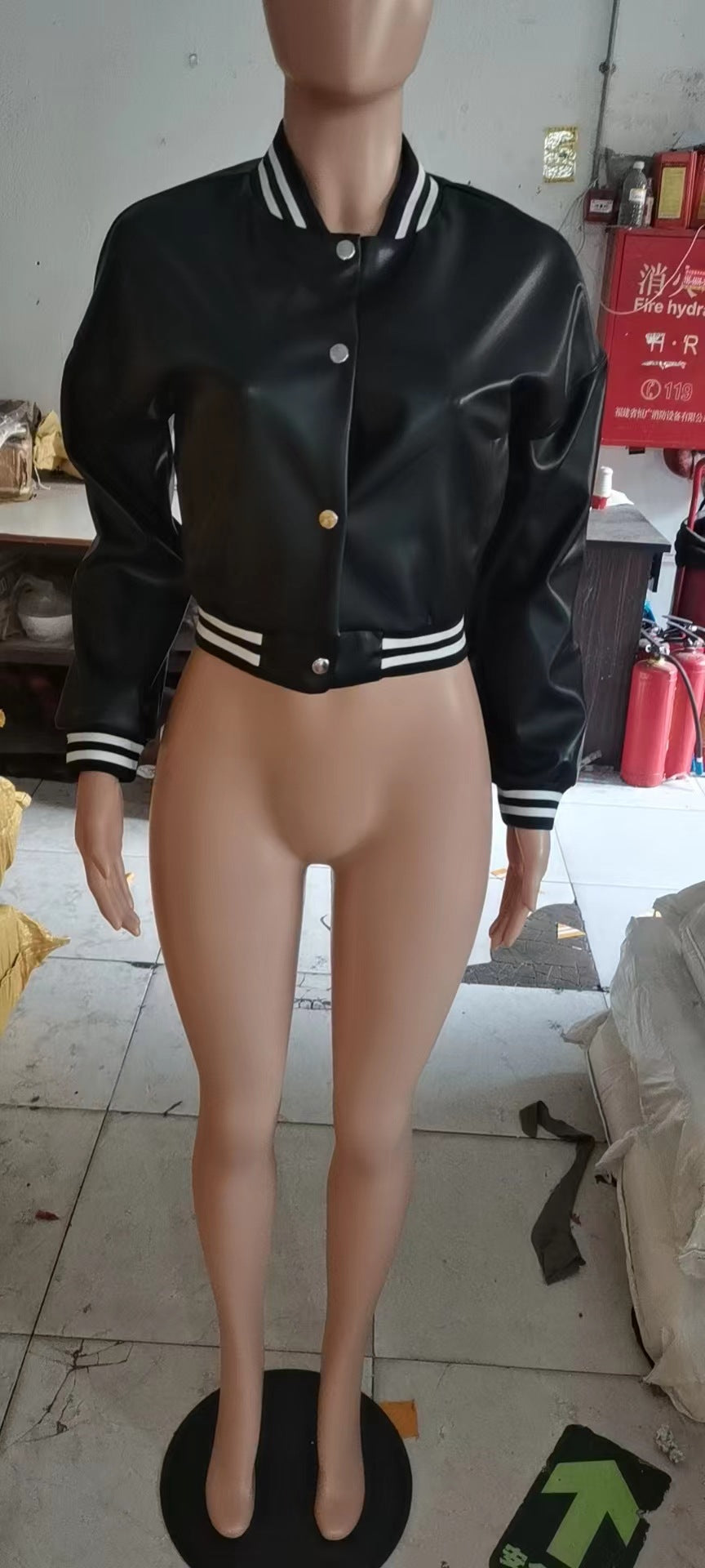 WomenCasual Pu Leather Long Sleeve Slim Fit Jacket 11