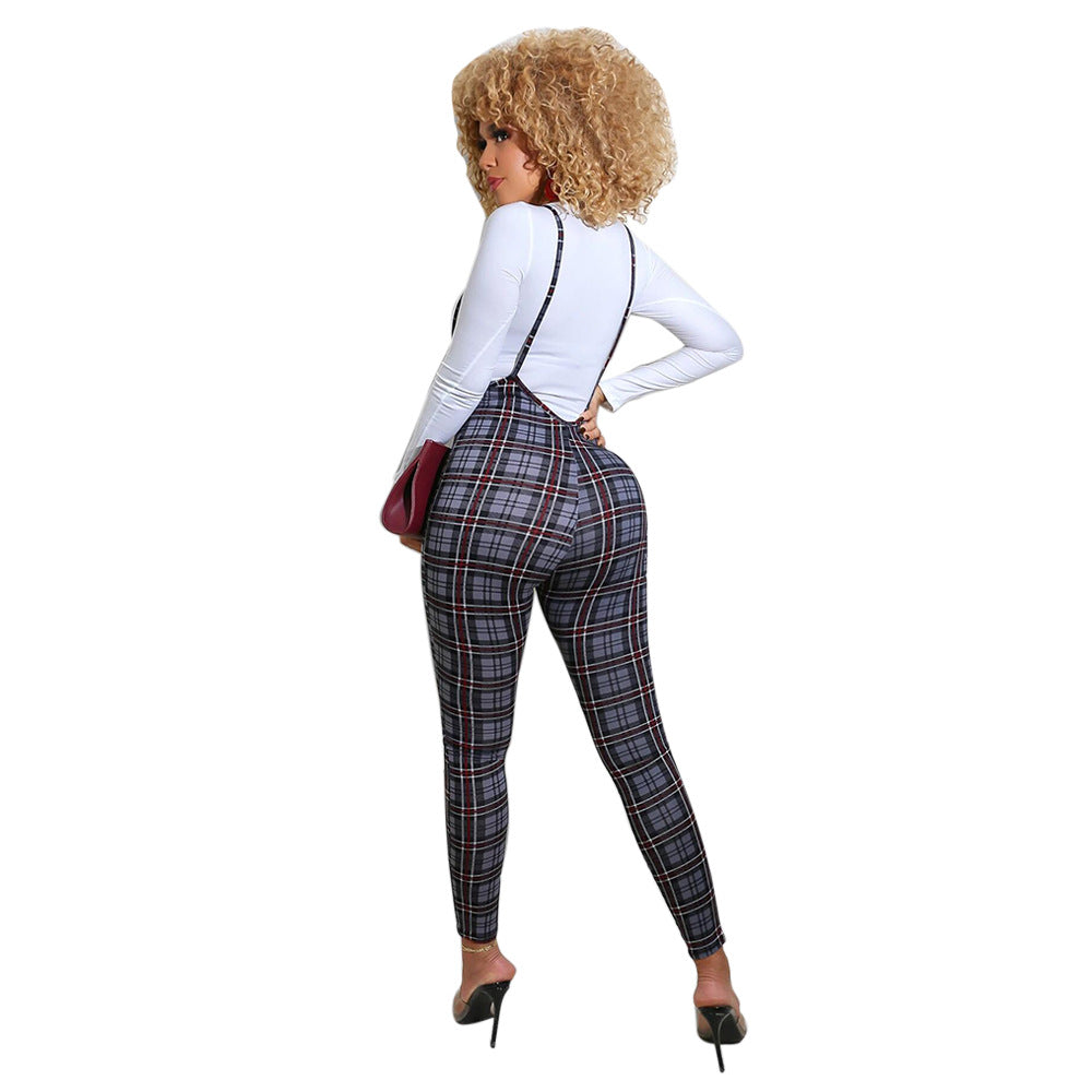 Spring Printed Long-Sleeved Slim Fit Women's Strap Casual Two Piece Pants Set 36