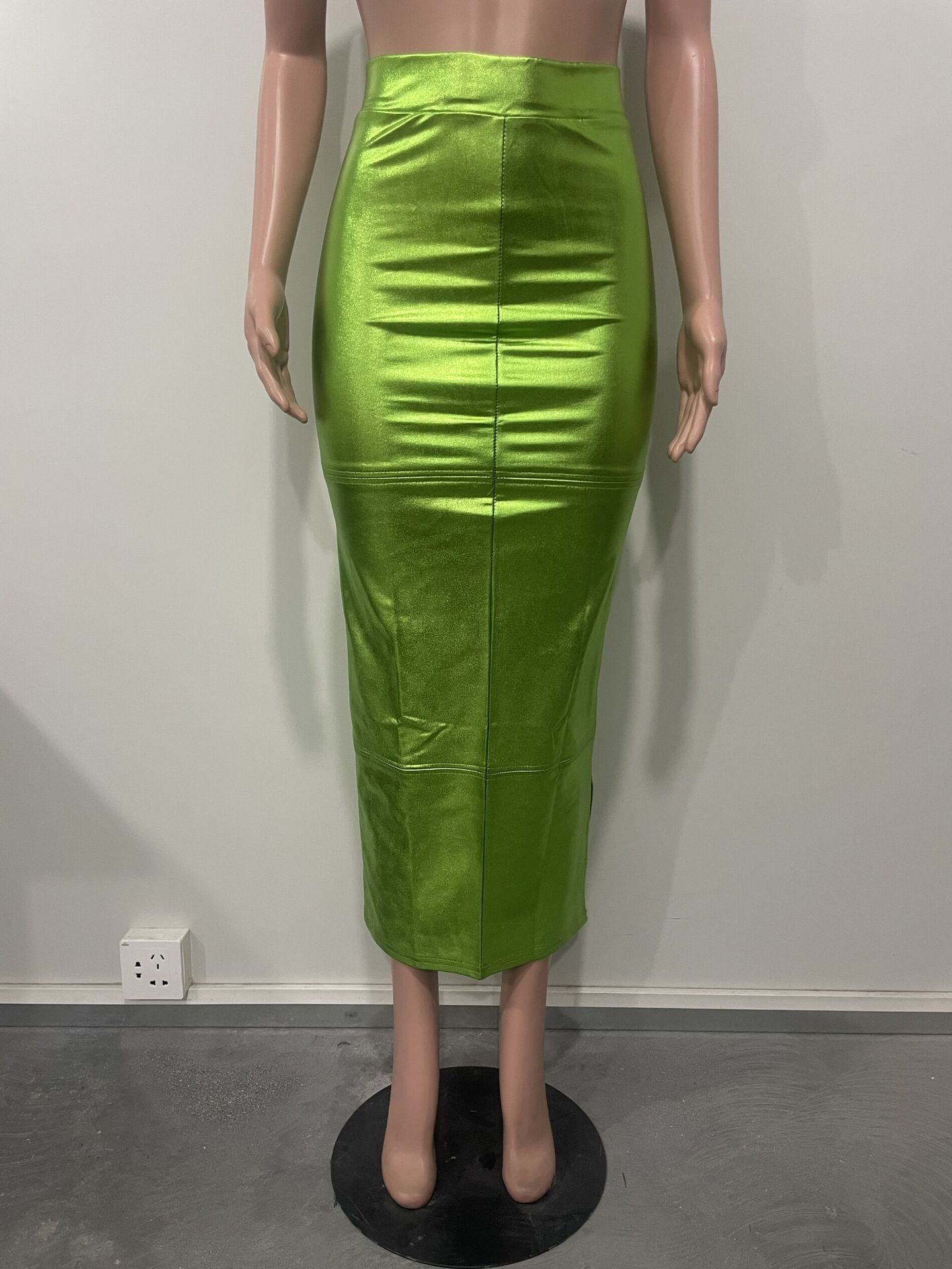 Sexy Bodycon invisible zipper slit skirt leather skirt 8