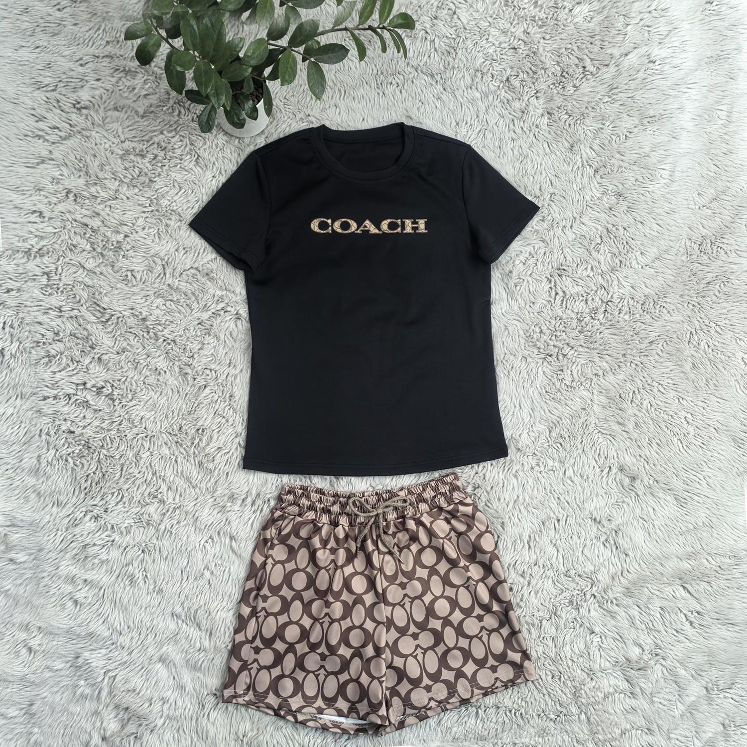 Women casual printed short-sleeved Top and shorts two-piece set 17