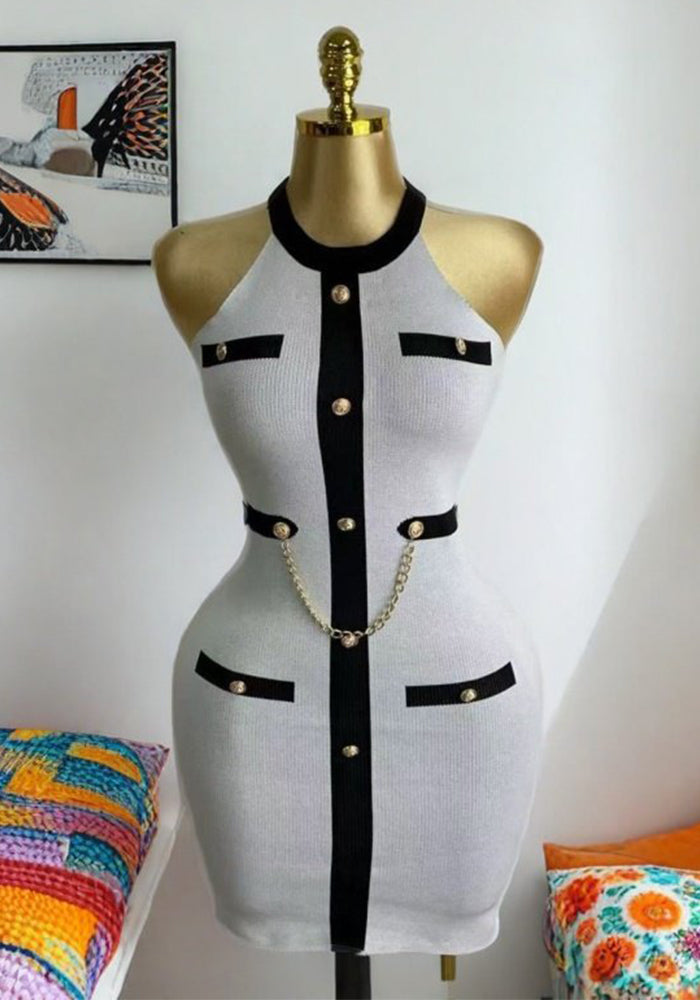 Sexy Color-Block Bodycon Knitting Dress