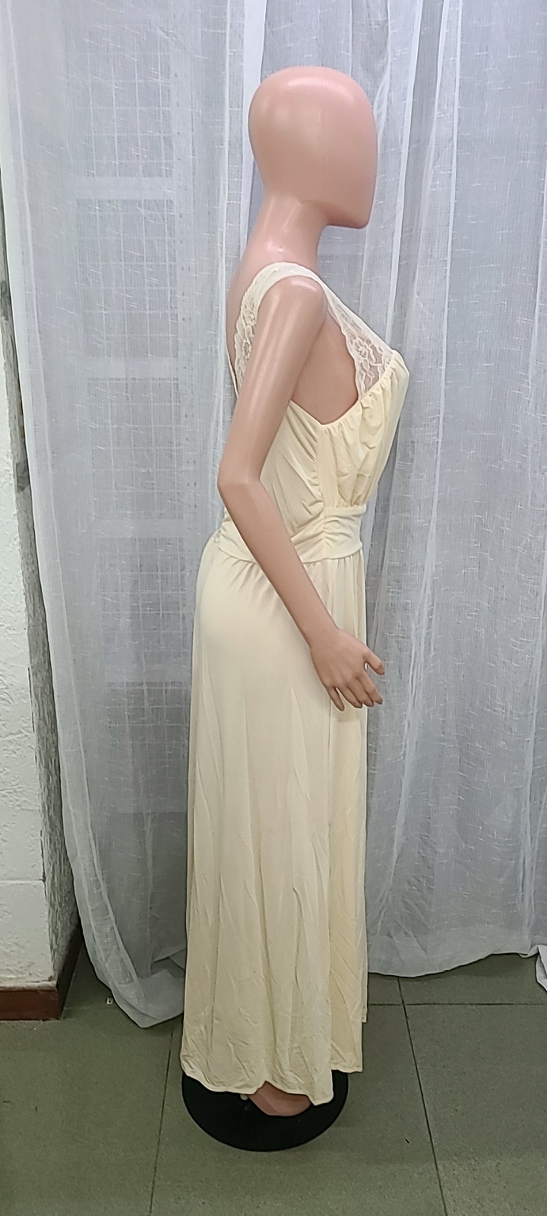 Women sleeveless lace backless slit dress 31