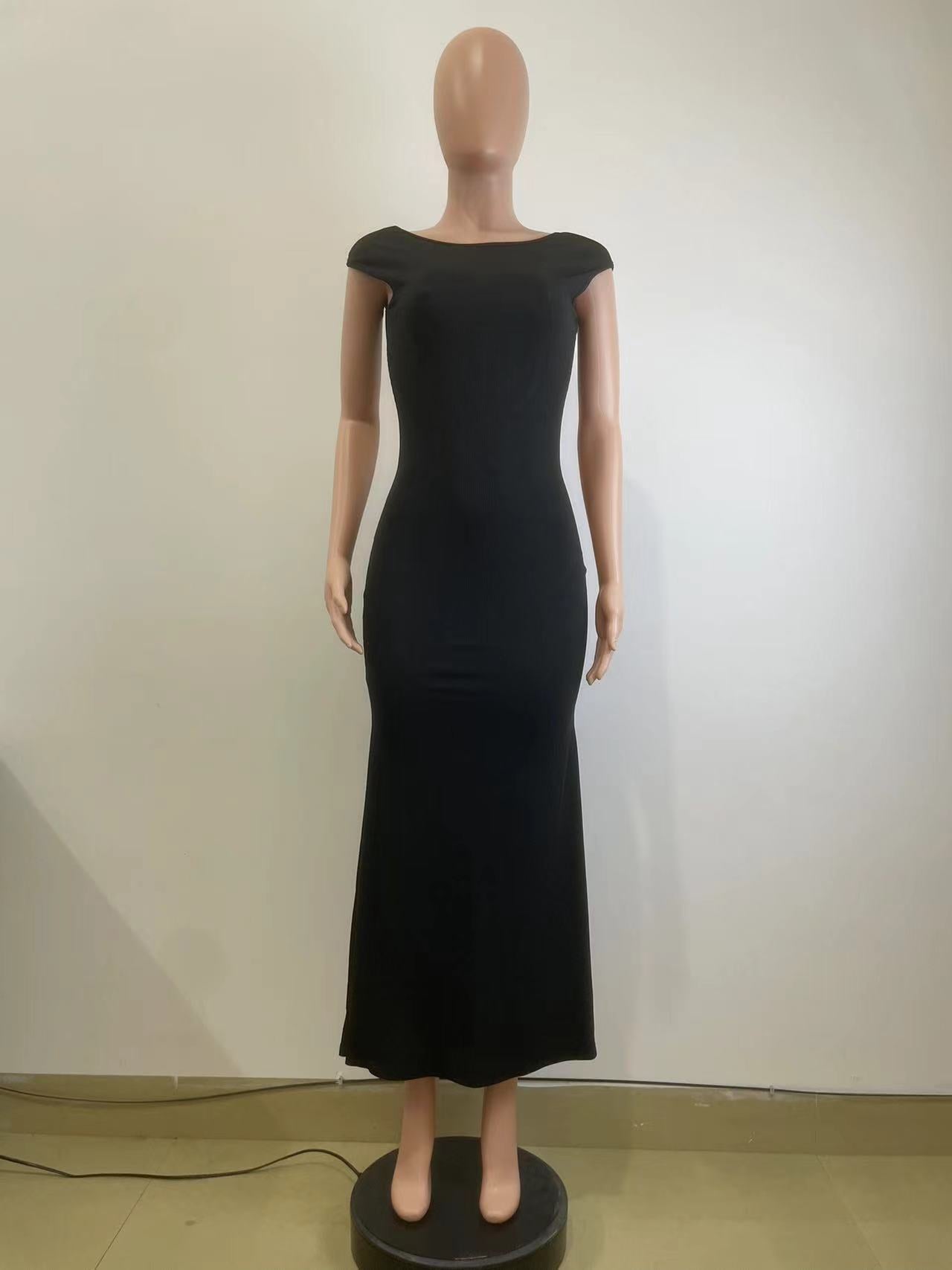 Women's Spring And Autumn Fashion Sexy Hollow Low Back Slim Bodycon Dress 7