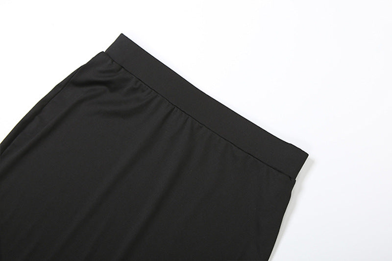 Women autumn sexy mesh see-through top and long skirt two-piece set 15