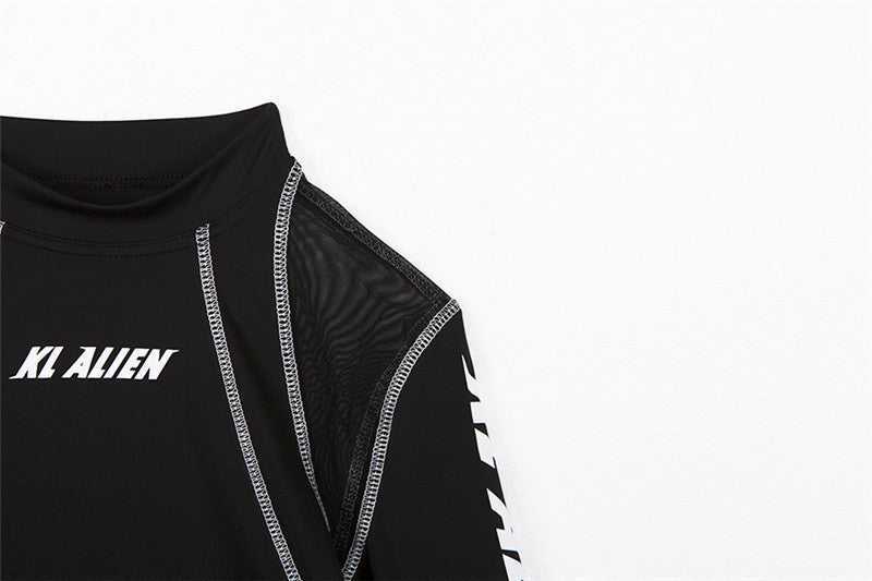 Spring Street Fashion Printing Mesh Patchwork Pullover Crop Tight Fitting Slim Top 14