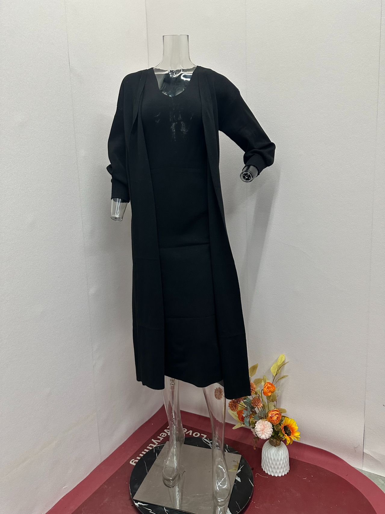 Women Fall Solid knitting Dress Set 4