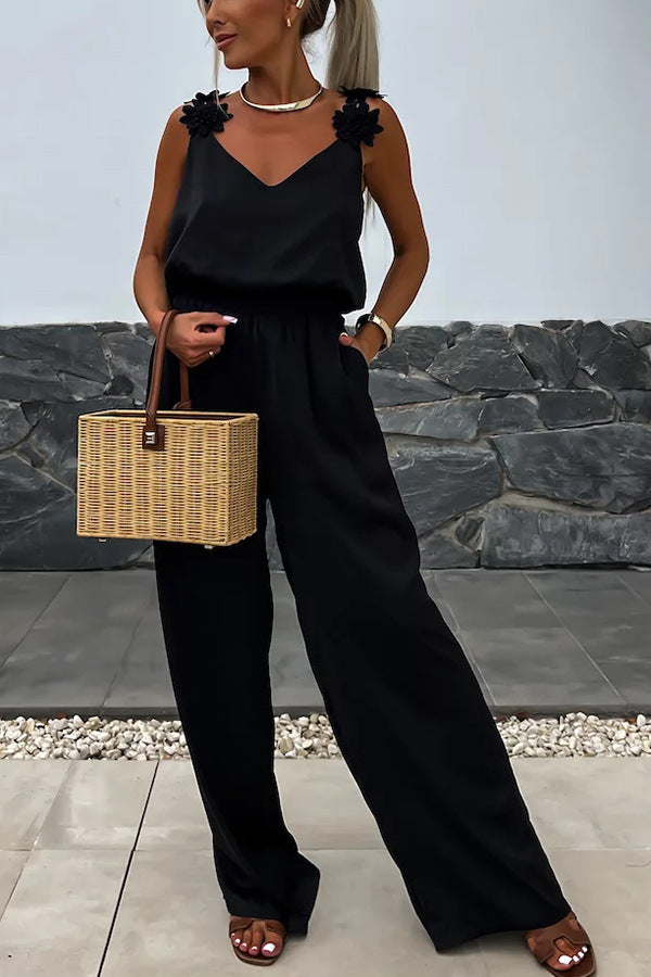 Spring Summer Style Strap Sleeveless Casual Loose Women Jumpsuit 3